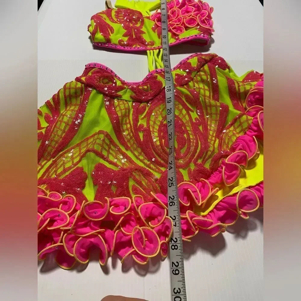 Tenth House solo custom 2 piece costume sequin stone neon Neutron TH25249 PA XSA